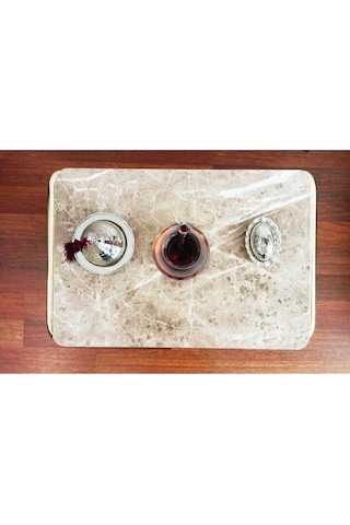 Zigon Sehpa Sarı Nikelaj Kaplama Metal Ayaklı Alaca Kahverengi M