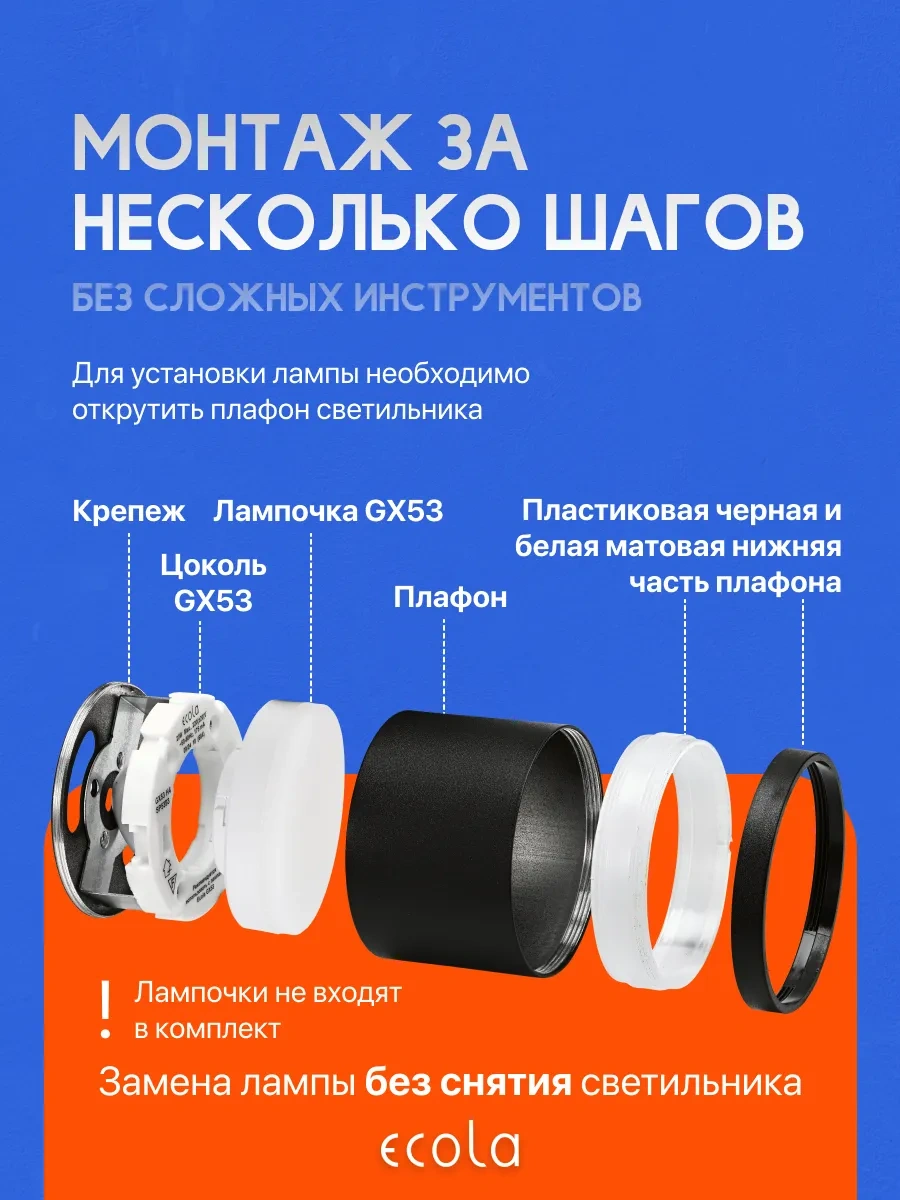 Ecola Gx53 Tavan Yapışkanlı Spot Aydınlatma 317248941 Siyah Mat