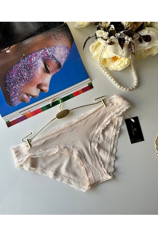 Arlet Kadın Pamuklu Rahat Günlük Kullanım Dantelli Slip/külot Li Krem