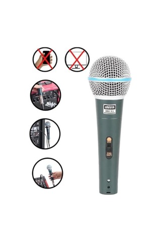 Lastvoice Lv-680st Ayaklı Kablolu Dinamik Mikrofon Stand Cüzdan Çift Kablo Sünger Tutacak