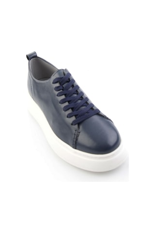Bambi Lacivert Hakiki Deri Erkek Sneaker E01593202503