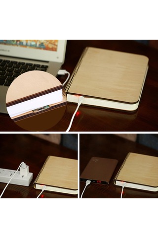 Symbee Ahşap Çift Katlı Kitap Şeklinde Led Lamba, 3 Işık Modu, Şarj Edilebilir, Yatak Odası/gece Aydınlatması, Dekoratif, 10x8x2.5cm, Akçaağaç Beyazı Diğer