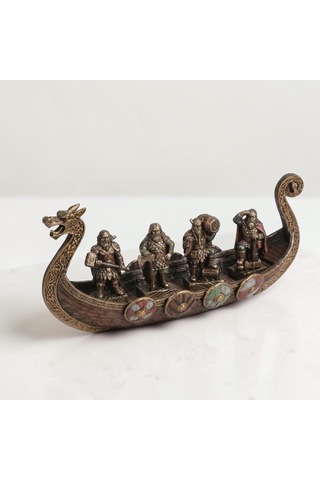 Wıse Viking Savaş Gemisi 28,5 Cm Dekoratif Obje Poliresin Tarihi Gemi Modeli -