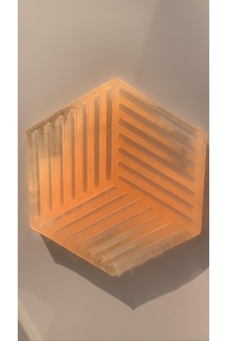 Turuncu Simli Süslemeli Epoksi Bardak Altlığı Geometrik Desen Turuncu