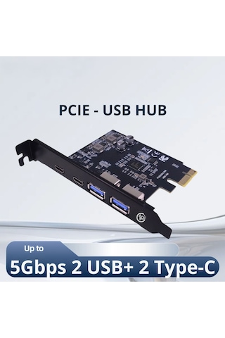 Npo 2ac 4 Portlu 2x Type-c Ve 2x Usb 3.0 5gbps Pcı-e Genişletme Kartı