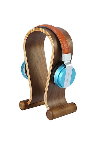 Teltree Kahverengi Ceviz Ahşap Kulaklık Tutucu - Omeğa Şekli, Oyun Ve Tüm Kulaklıklara Uygun, Ofis/ev Masaüstü Dekoratif Aracı