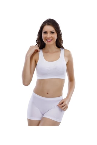 Kadın Beyaz Kalın Askılı Seamless Dikişsiz Pedli Büstiyer Beyaz