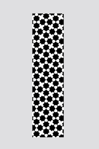 Siyah Beyaz Yedigen Desenli Runner 40x140cm Siyah