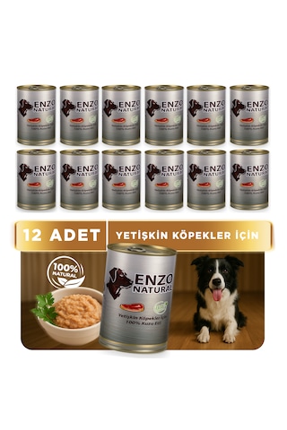 Enzo Natural Kuzu Etli Yaş Köpek Maması 410 X 12