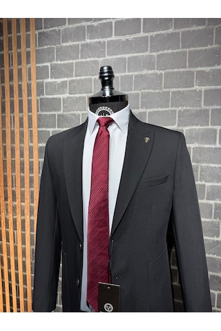 Dupont Classics Dupont Slim Fit Sivri Yaka 6 Drop Çift Yırtmaç Torba Cep 2'li Takım Elbise Siyah