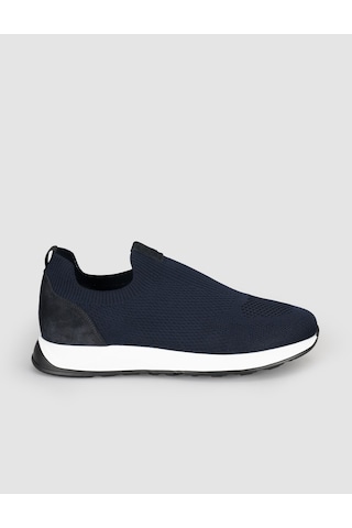 Cabani Erkek Lacivert Triko Hakiki Deri Yazlık Slip-on Ayakkabı