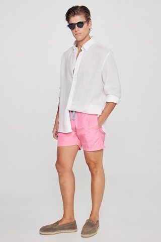 Ac&co / Altınyıldız Classics Erkek Pembe Standart Fit Normal Kesim Hızlı Kuruyan Yan Cepli Desenli Mayo Pembe