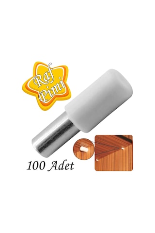 Raf Pimi Plastik Başlı Cam Tutucu Çivisi Mobilya Dolap Pimi Beyaz 100 Adet