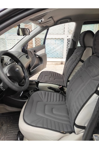 2,li Oto Koltuk Kılıfı Minder Alkantra Kumaş Füme Renk Slikon Direksiyon Kılıfı