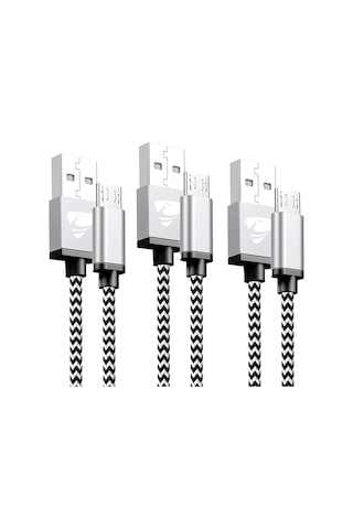 Micro-usb Hızlı Şarj Kablosu, 1 Metre, 2.1a, Kopmaz Naylon Örgülü Veri Kablosu, , Xiaomi Ve Micro-usb Girişli Tüm Cihazlar İle Uyumlu,