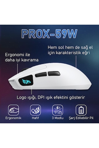 Gameagle PROX-59W Ultra Hafif Kablosuz 3 Mode Optik Oyuncu Mouse