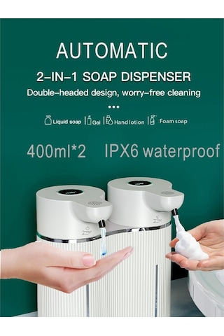 Anjiexun Ticari Veya Ev İçin Duvara Monte Otomatik Sabunluk Beyaz