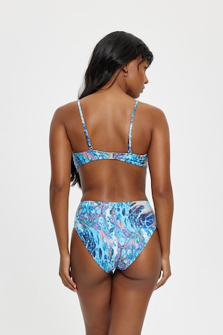 Louren Boncuk Detaylı Çıkarılabilir Askılı Boş Kaplı Yüksek Bel Straplez Bikini Takımı Mavi