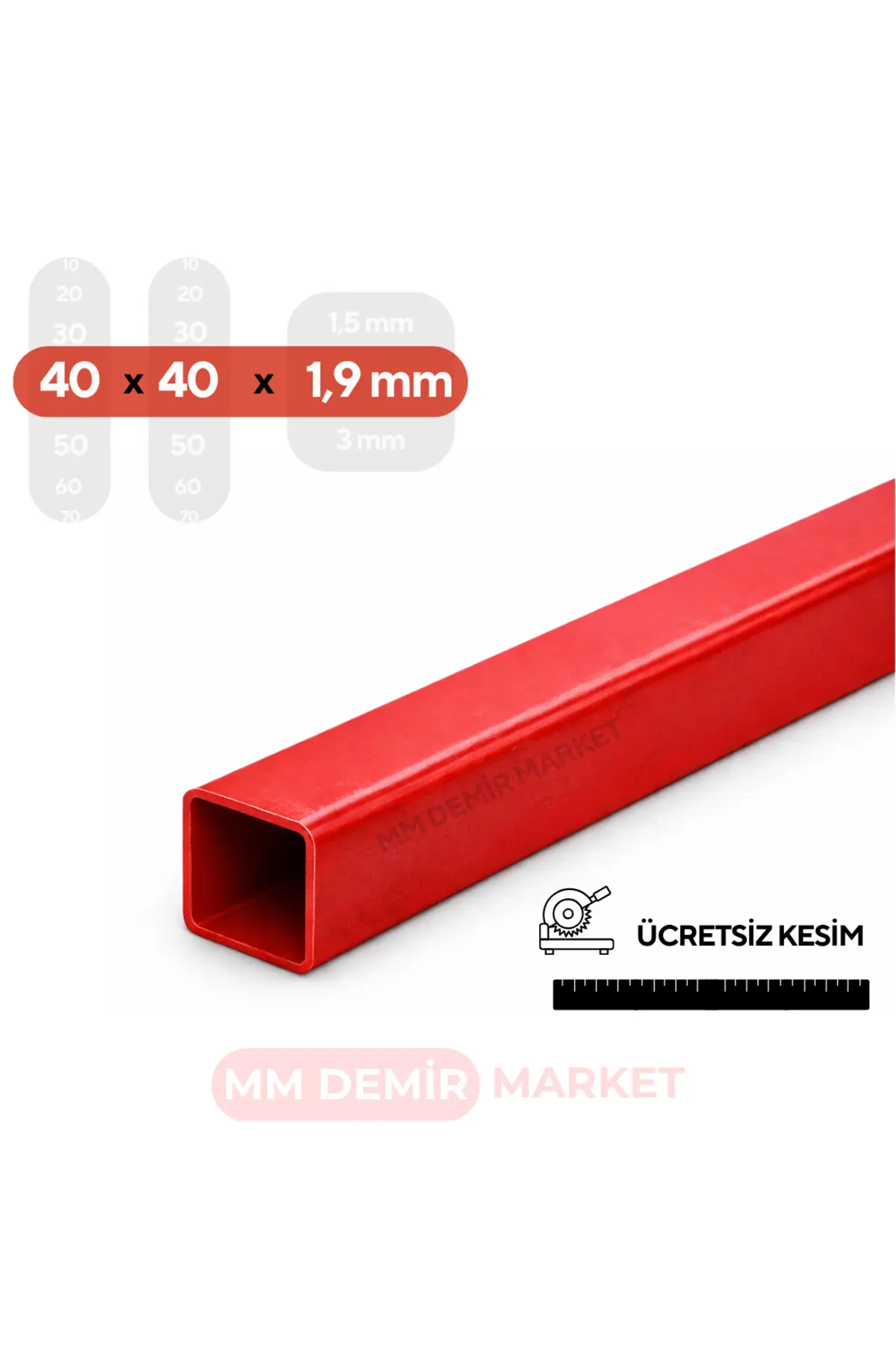 40x40 Mm Boyalı Kutu Profil 2 Metre Kaynaklanabilir Çelik Profil Özel Ölçü Ve 45 Açılı Kesim Demir Profil - Kiremit