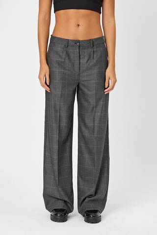 Alexander Gardi Alexandergardi Wide Leg Bol Paça Kareli Çift Cepli Klasik Kadın Pantolon B24-0001 001