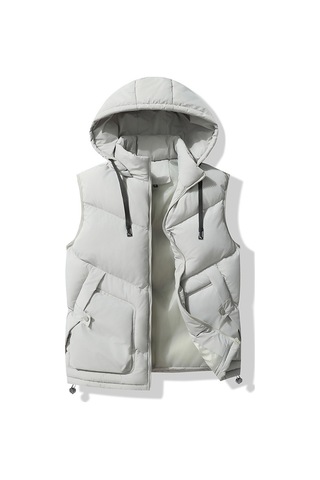 Yeni Erkek Kalın Dik Yaka Yelek Açık Gri