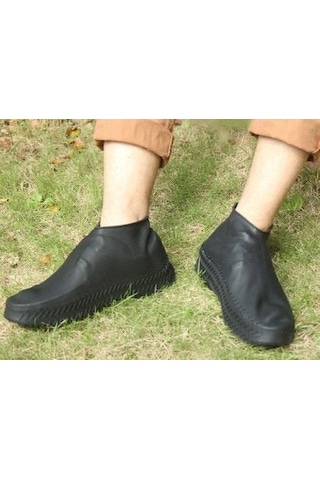 Silikon Ayakkabı Kılıfı Kaymaz Su Kir Geçirmez L Beden Siyah