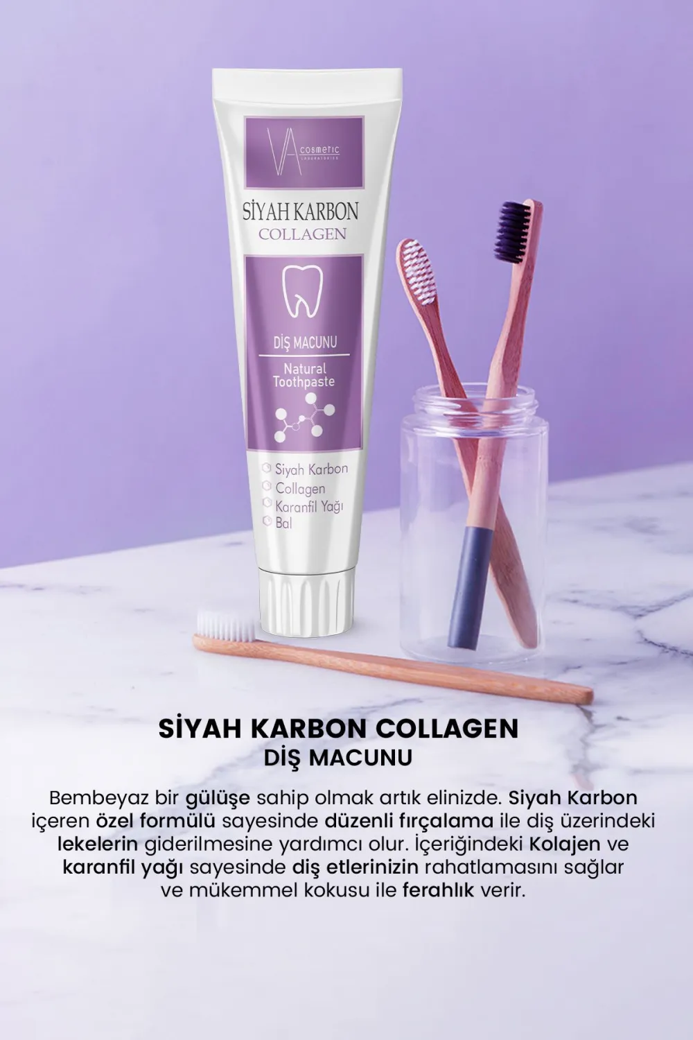 Va Cosmetic Aktif Karbon Beyazlatıcı Diş Macunu 100 Ml Leke Karşıtı Ağız Ve Diş Bakımı Beyazlatma