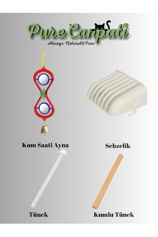 Purecanpati Aynalı Kum Saati Şekilli Oyuncak Ve Kafes Aksesuarset