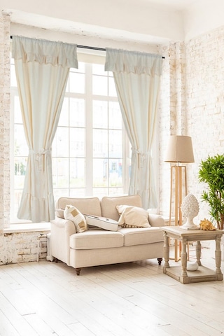 Naturel Fırfırlı Perde Farbalı Vintage Çift Kanat Krem Krem