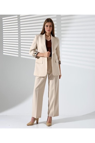 Kadın Normal Kalıp İçi Leopar Desem Hürrem Blazer Ceket Bej