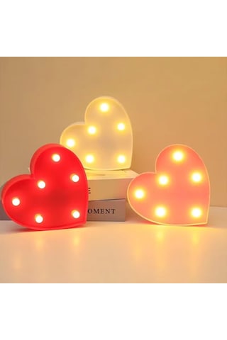 Lexroo Romantik Kalp Şeklinde Led Masa Lambası, Dekoratif Işık, Sevgililer Günü Hediyesi Çok Renkli