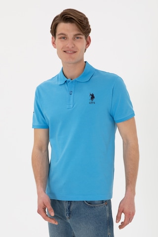 U.S. Polo Assn. Erkek Slim Fit Polo Yaka Turkuaz Basic Tişört 50305929-VR093