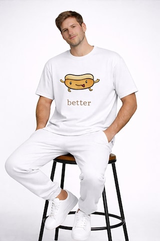 Better Together Baskılı Sevgili Kombini Çift Tişört Oversize Unisex Çift Kombin Beyaz