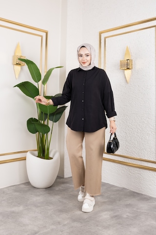 Beli Lastikli Keten Pantolon - Vizon / A0104 Vizon