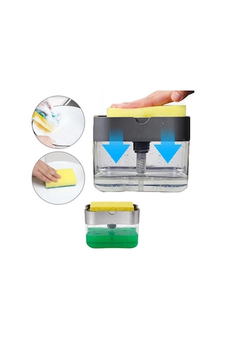 İkisi Bir Arada Basmalı Pratik Sıvı Sabunluk Pompası Ve Bulaşık Y Renkli