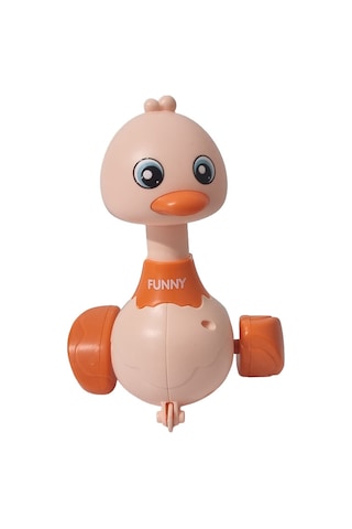 Çocuklar İçin Sevimli Ördek Bas Bırak - Kurmalı Oyuncak Ördek - Turuncu