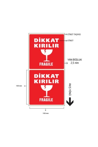 Zebra Dikkat Kırılır Etiketi 100 100 500 Lü Adet