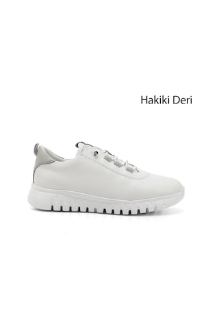Gönderi(R) Gönderi R Kadın Beyaz Dolgu Taban Lastik Bağcıklı Hakiki Deri Sneaker Ddza77542912 Beyaz