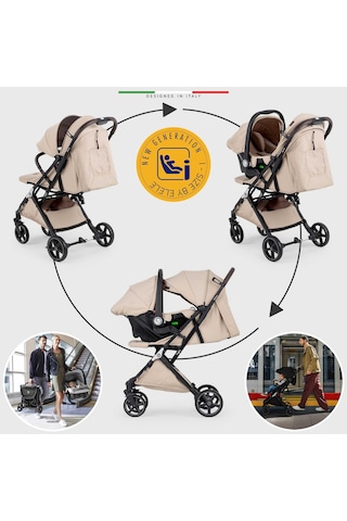Elele Flight 2 Kabin Tipi Travel Sistem Bebek Arabası Bej