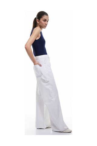 Koton Kesik Paça Pamuklu Regular Fit Denim Pantolon - Wide Leg Jeans Beyaz 5sal40025md