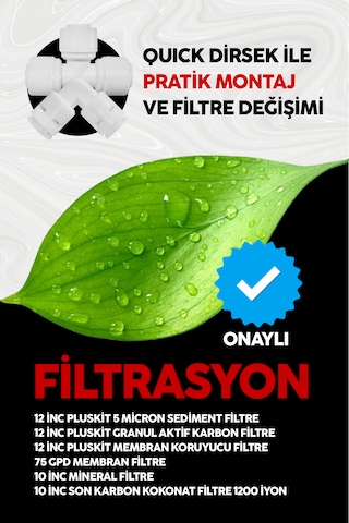 Pluskit 8 Litre 15 Aşama Mineralli 75 Gpd Su Arıtma Cihazı Ks0010