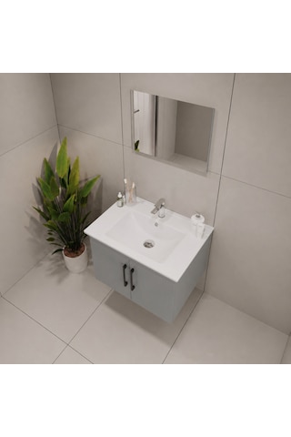 Creavit D20 Banyo Dolabı Seti Çekmeceli 80 Cm Gri