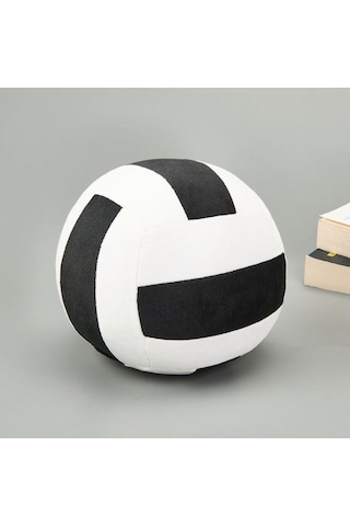 Evidea Soft Voleybol Topu Figürlü Yastık - Siyah / Beyaz - 20 Cm Siyah / Beyaz