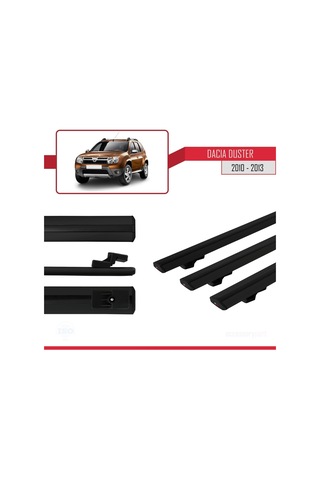 Dacia Duster 2010-2013 Arası İle Uyumlu Basic Model Ara Atkı Tavan Barı Siyah 3 Adet