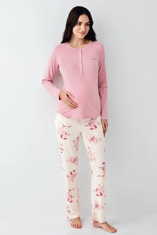Pierre Cardin 9059 Hamile Lohusa Düğmeli Bisiklet Yaka Pijama Takımı - Gül Kurusu