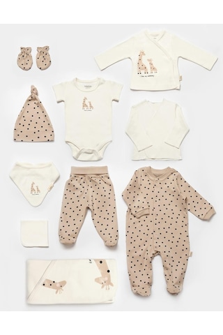 BabyCosy Organik Zürafa Desenli 10 Lu Set Ekru - Vizon