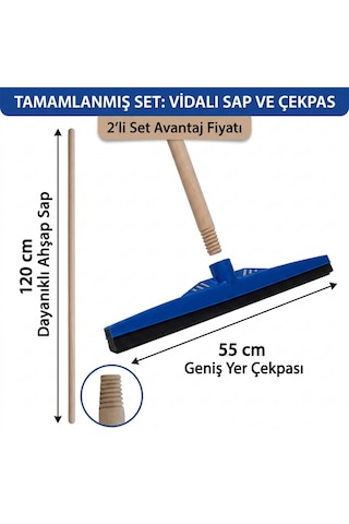 Mulpex Çekpas Yersil 55 Cm + Ahşap Vidalı Sap 120 Cm Seti X 2 Adet