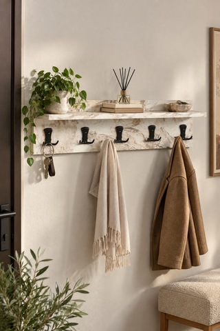 Sulorahome Duvar Askılığı 80 Cm Beyaz Mermer Sulorahome Duvar Askılığı 80 Cm Beyaz Mermer