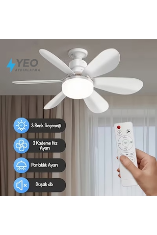 Led Işık Ve Fan Sessiz 3 Renk Modu Ve 3 Hız Modu Kumandalı Tavan Vantilatörü