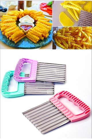 2 Adet Cips Patates Doğrayıcı Şekilli Sebze Ve Meyve Dilimleyici Beyaz